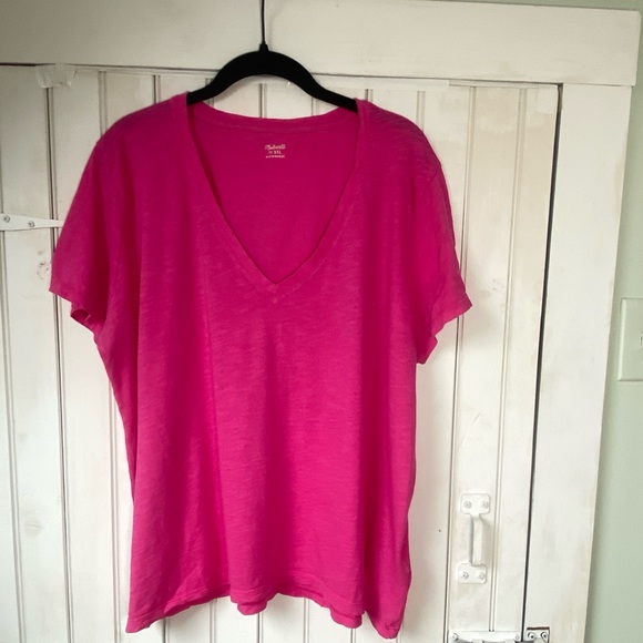 Madewell XXL Pink V-neck T-shirt XXL 100% Cotton - Picture 8 of 8